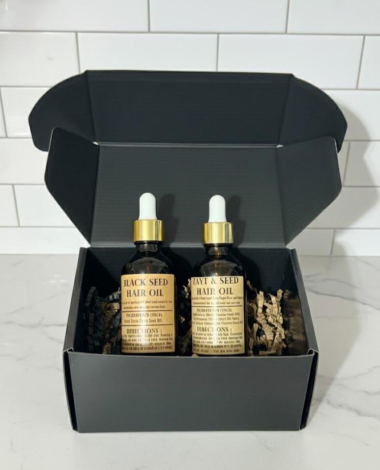Small Hair Oil Duo| | Scalp & Shine Mini Set | Black Seed Oil