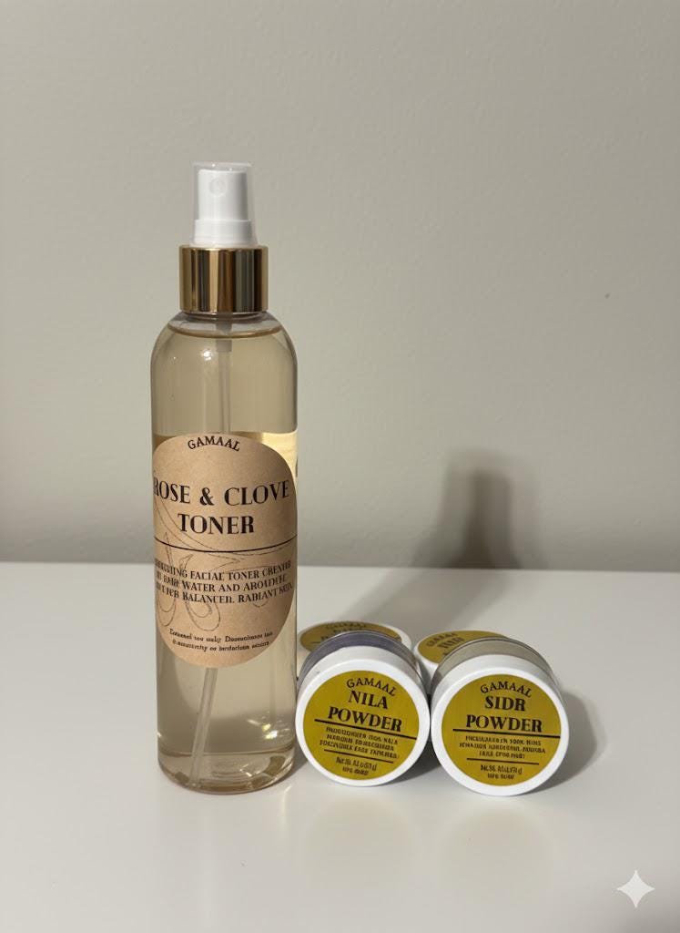 Arabian Glow Face Mask Ritual Set | Nila, Sidr Powders & Rose Water Toner